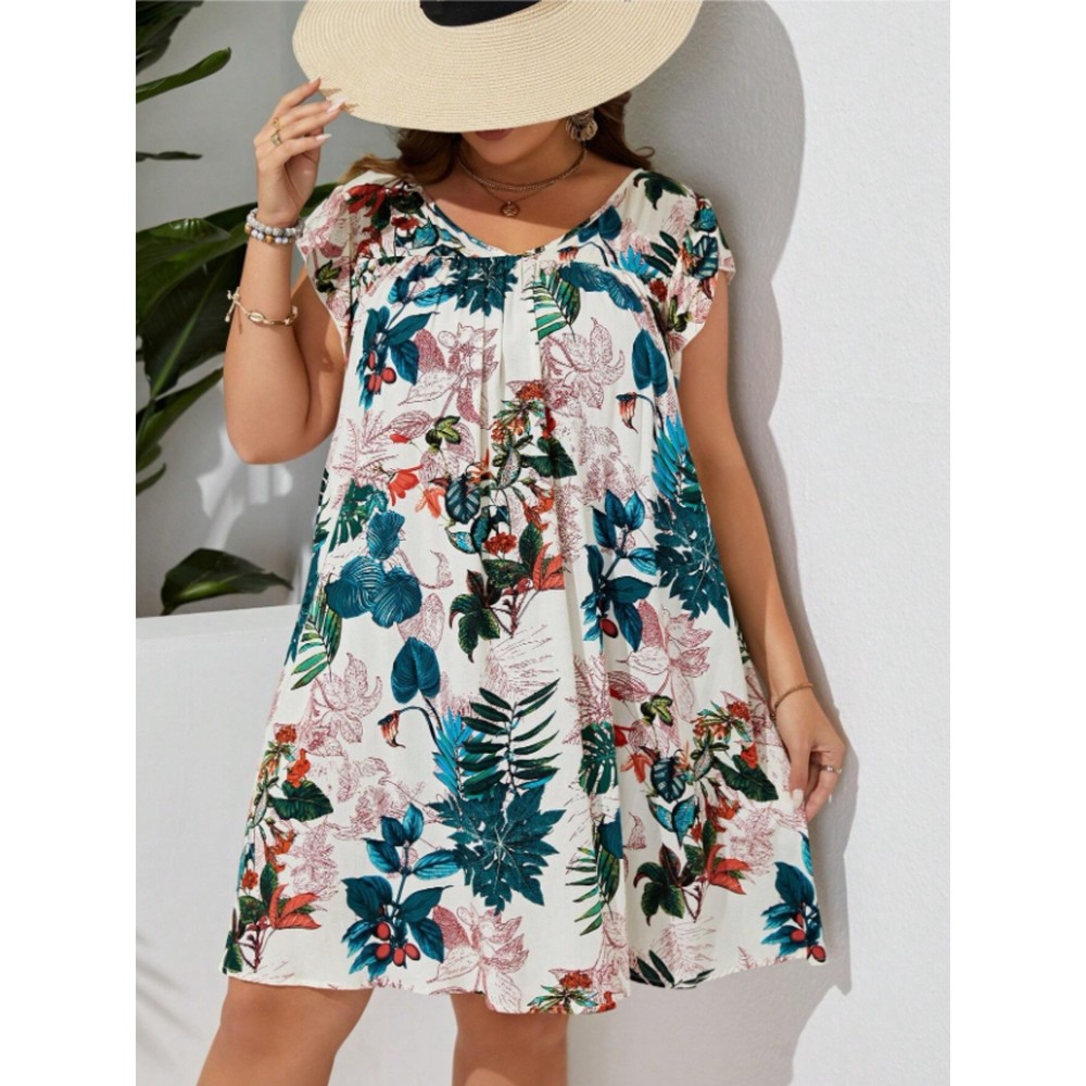 VACAY Plus Tropical Print Dress